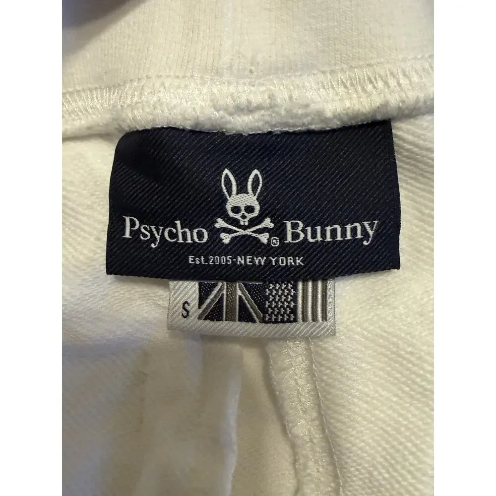 Psycho Bunny Wilkes Cotton Sweat Shorts Men’s Small White With Black Bunny Logo - Picture 4 of 9